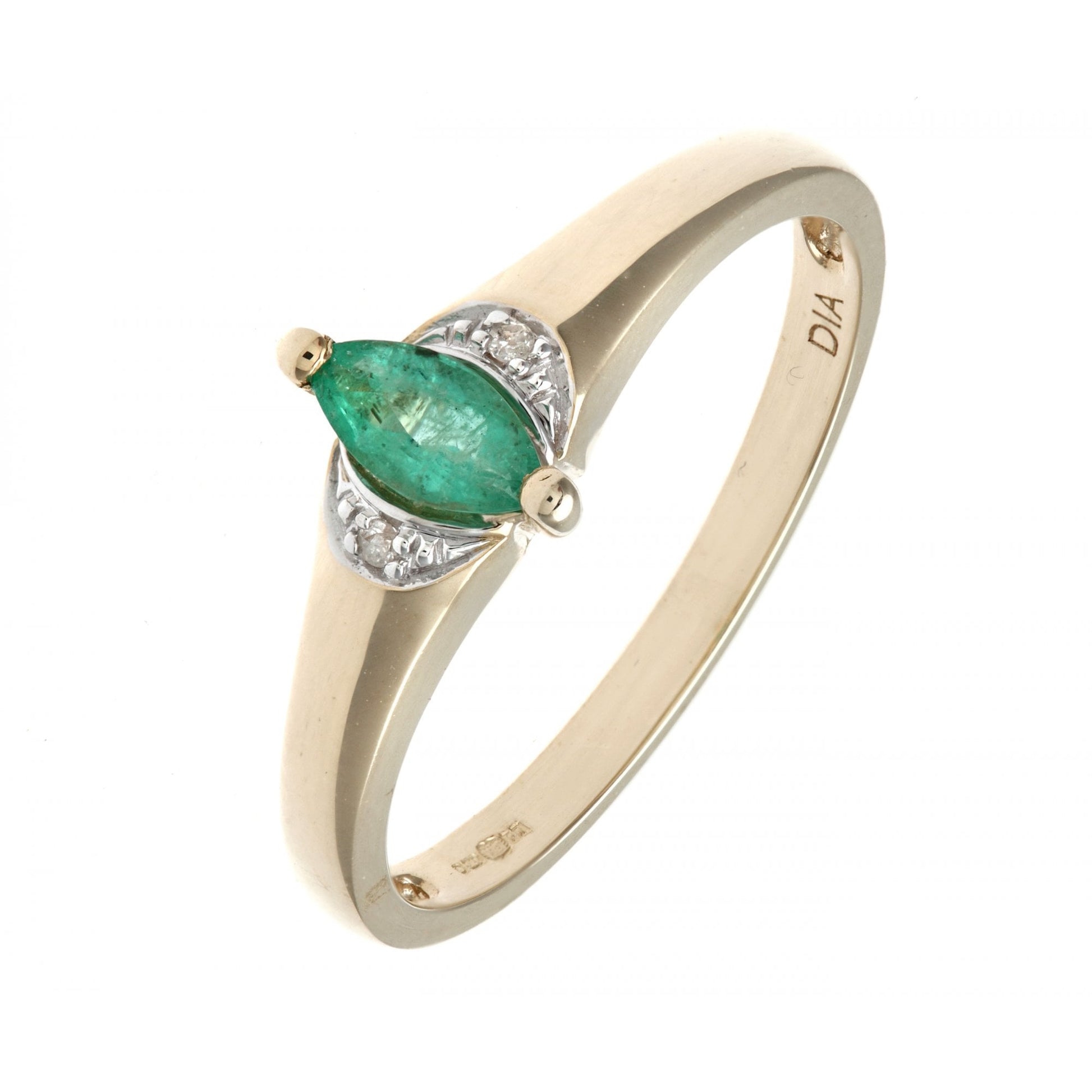 SPARKLD Ladies SPARKLD 9ct Yellow Gold Diamond and Marquise Emerald Ring
