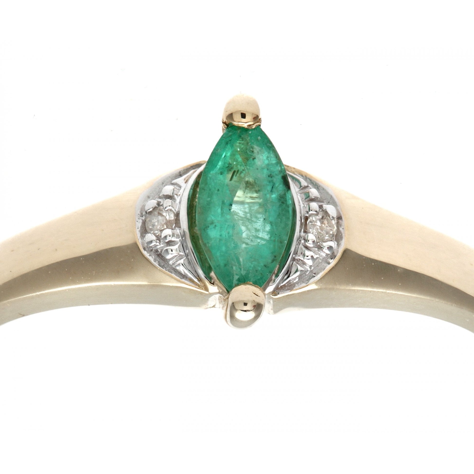 SPARKLD Ladies SPARKLD 9ct Yellow Gold Diamond and Marquise Emerald Ring