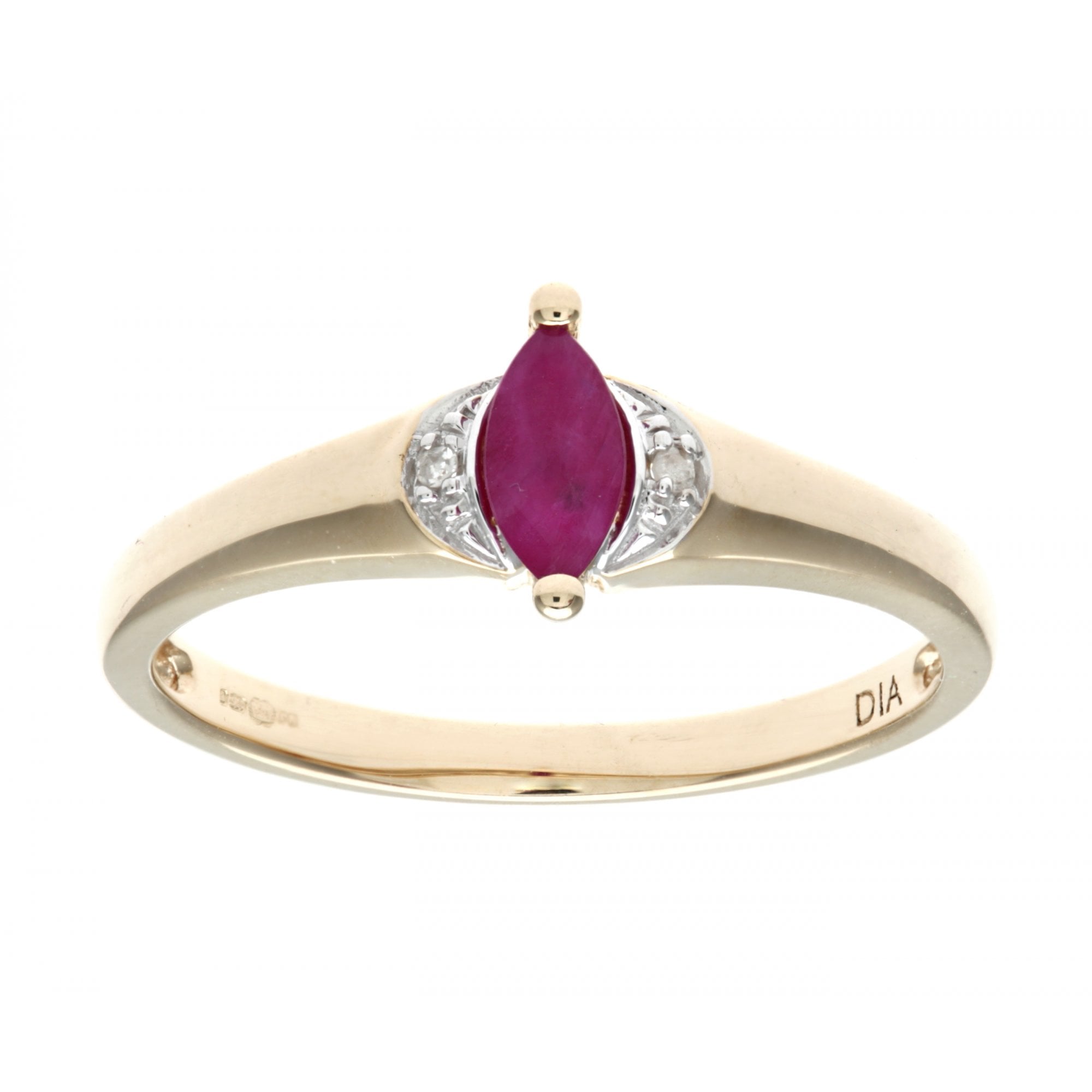 SPARKLD Ladies SPARKLD 9ct Yellow Gold Diamond and Marquise Ruby Ring