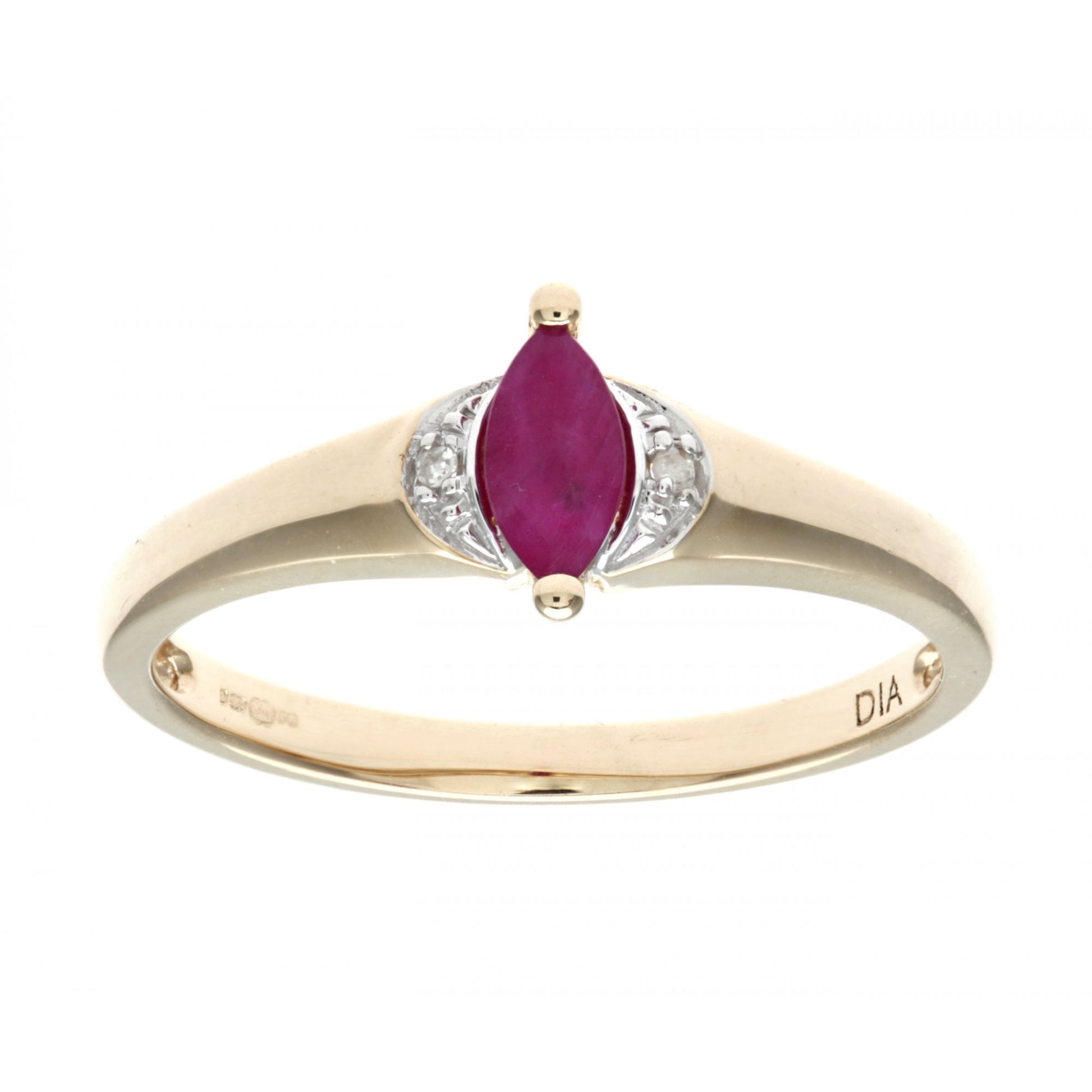 SPARKLD Ladies SPARKLD 9ct Yellow Gold Diamond and Marquise Ruby Ring