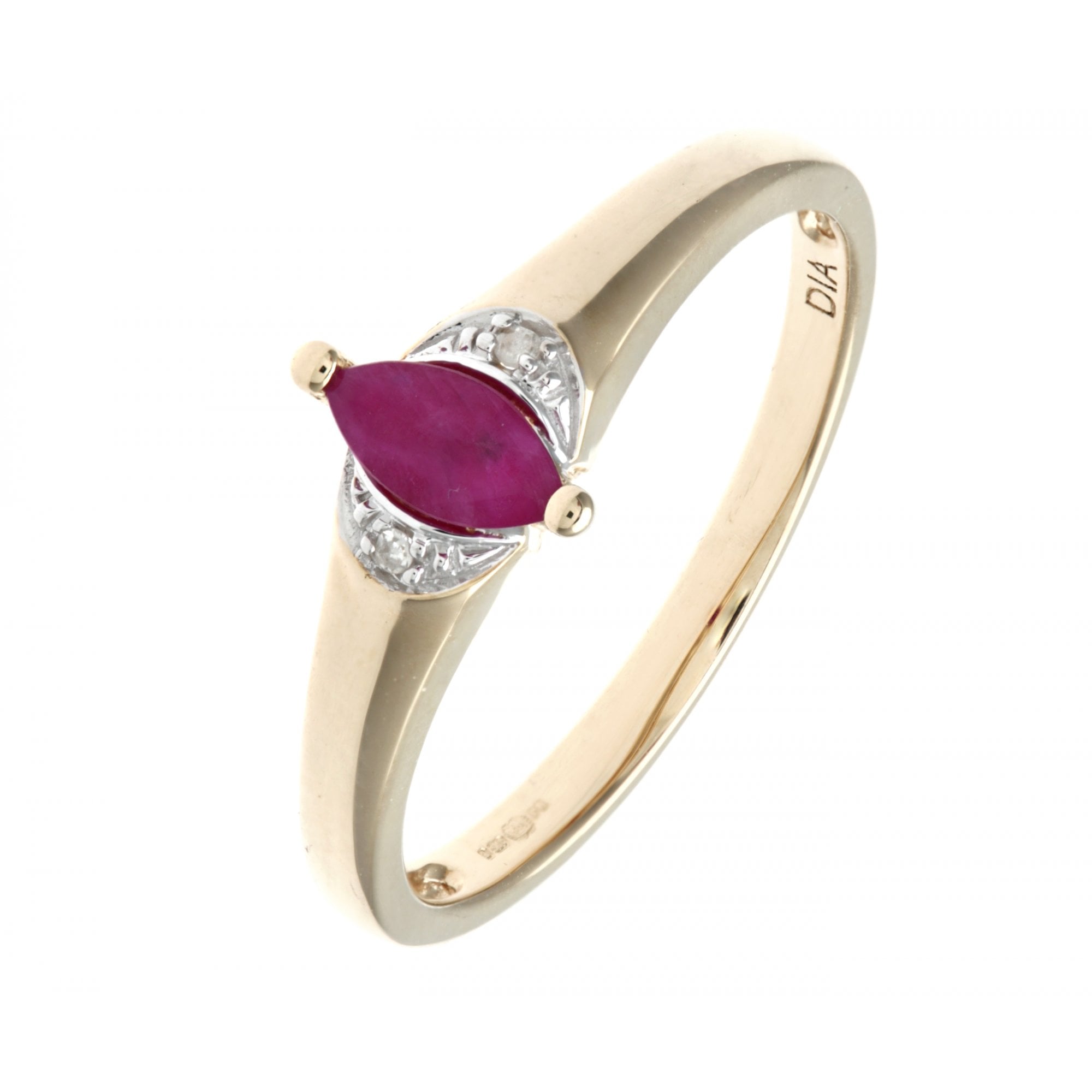 SPARKLD Ladies SPARKLD 9ct Yellow Gold Diamond and Marquise Ruby Ring