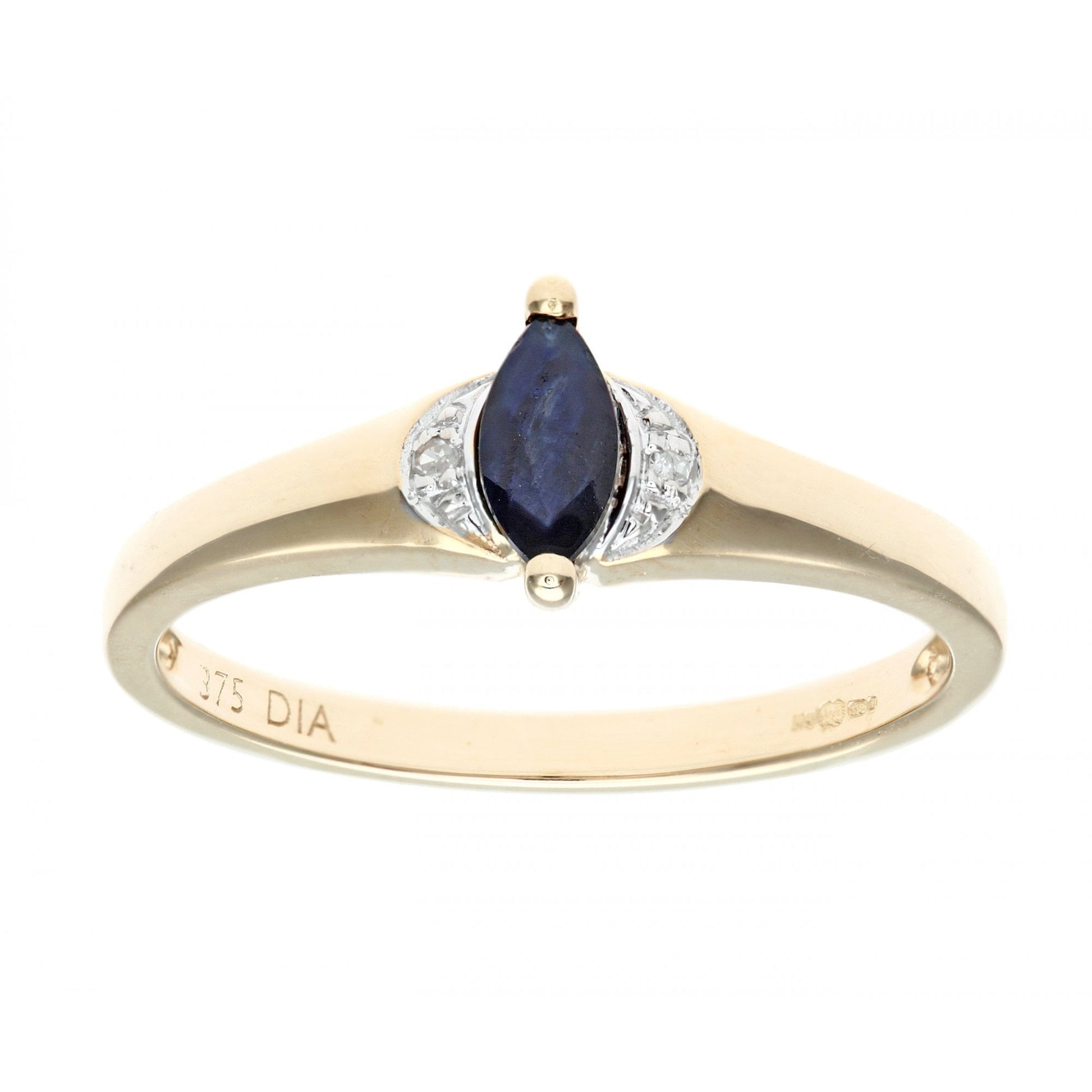 SPARKLD Ladies SPARKLD 9ct Yellow Gold Diamond and Marquise Sapphire Ring
