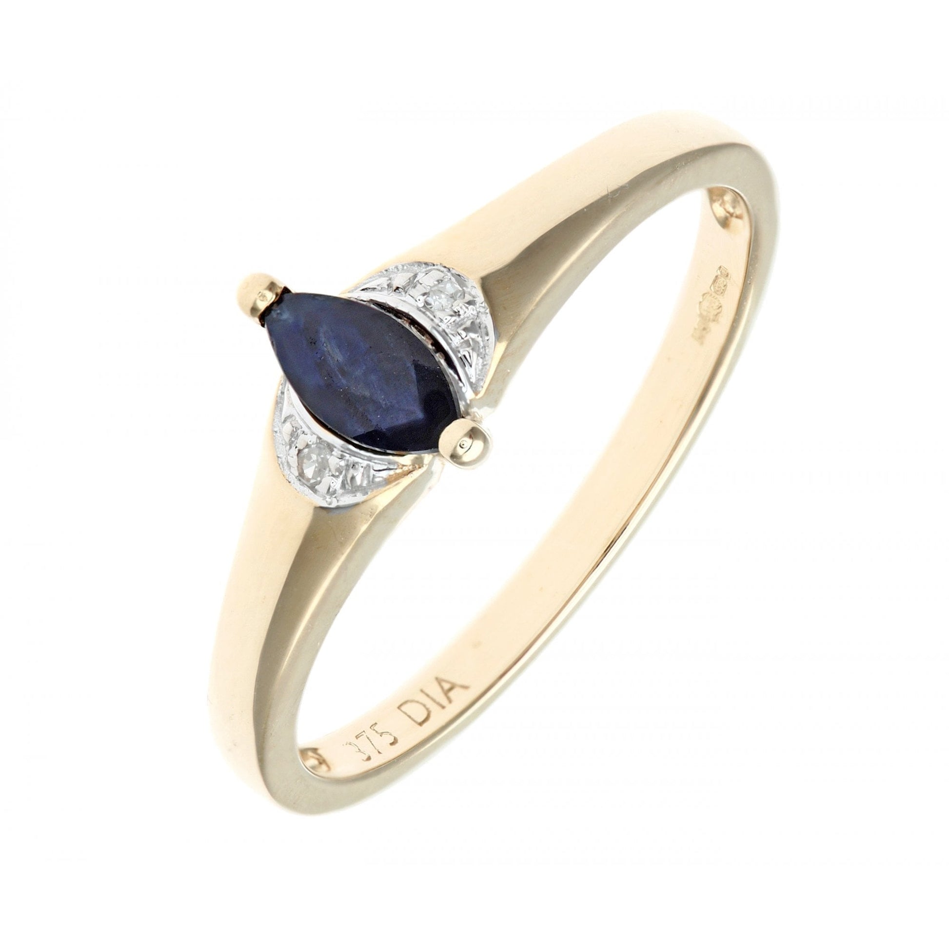 SPARKLD Ladies SPARKLD 9ct Yellow Gold Diamond and Marquise Sapphire Ring