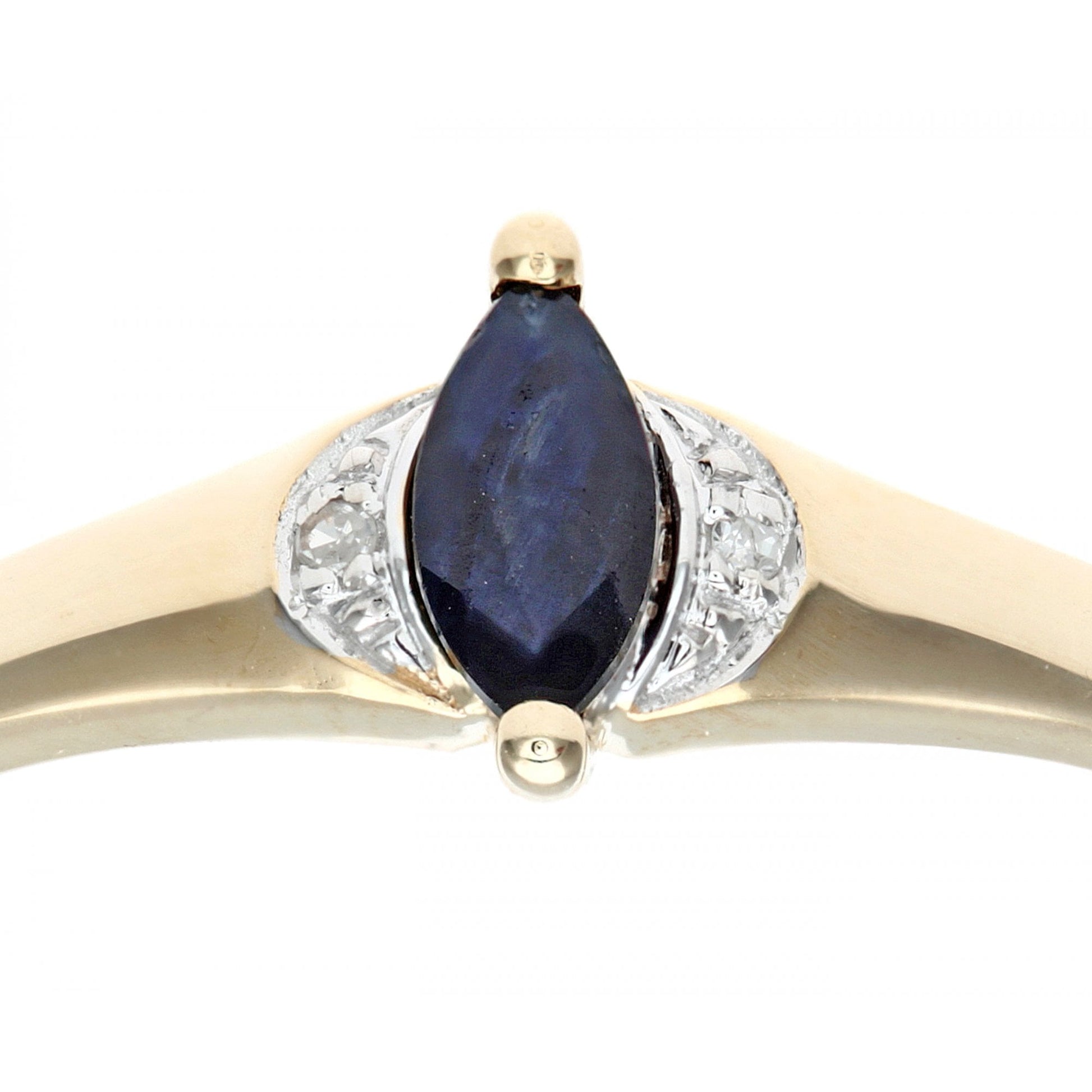 SPARKLD Ladies SPARKLD 9ct Yellow Gold Diamond and Marquise Sapphire Ring