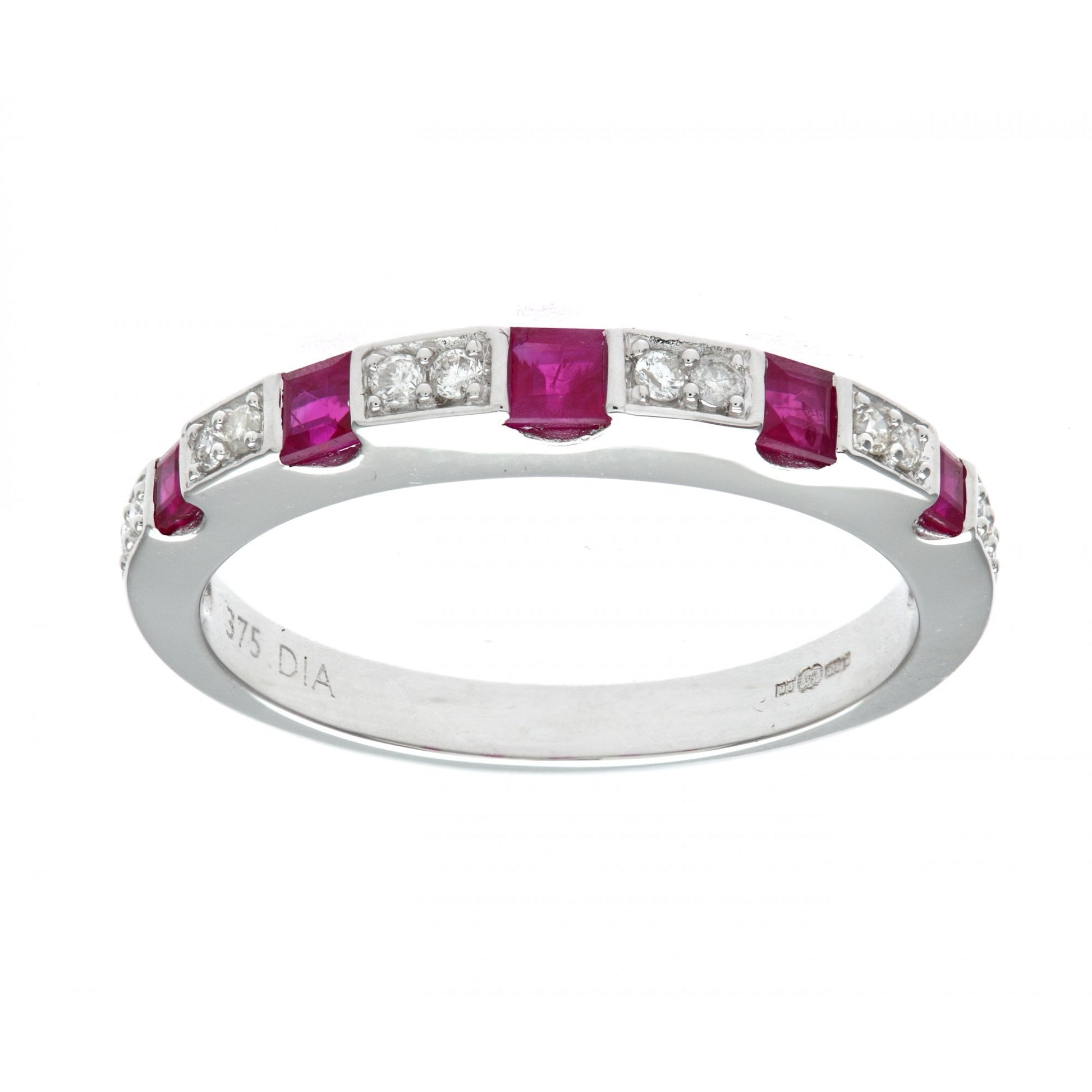 SPARKLD Ladies SPARKLD 9ct White Gold Diamond And Ruby Eternity Ring