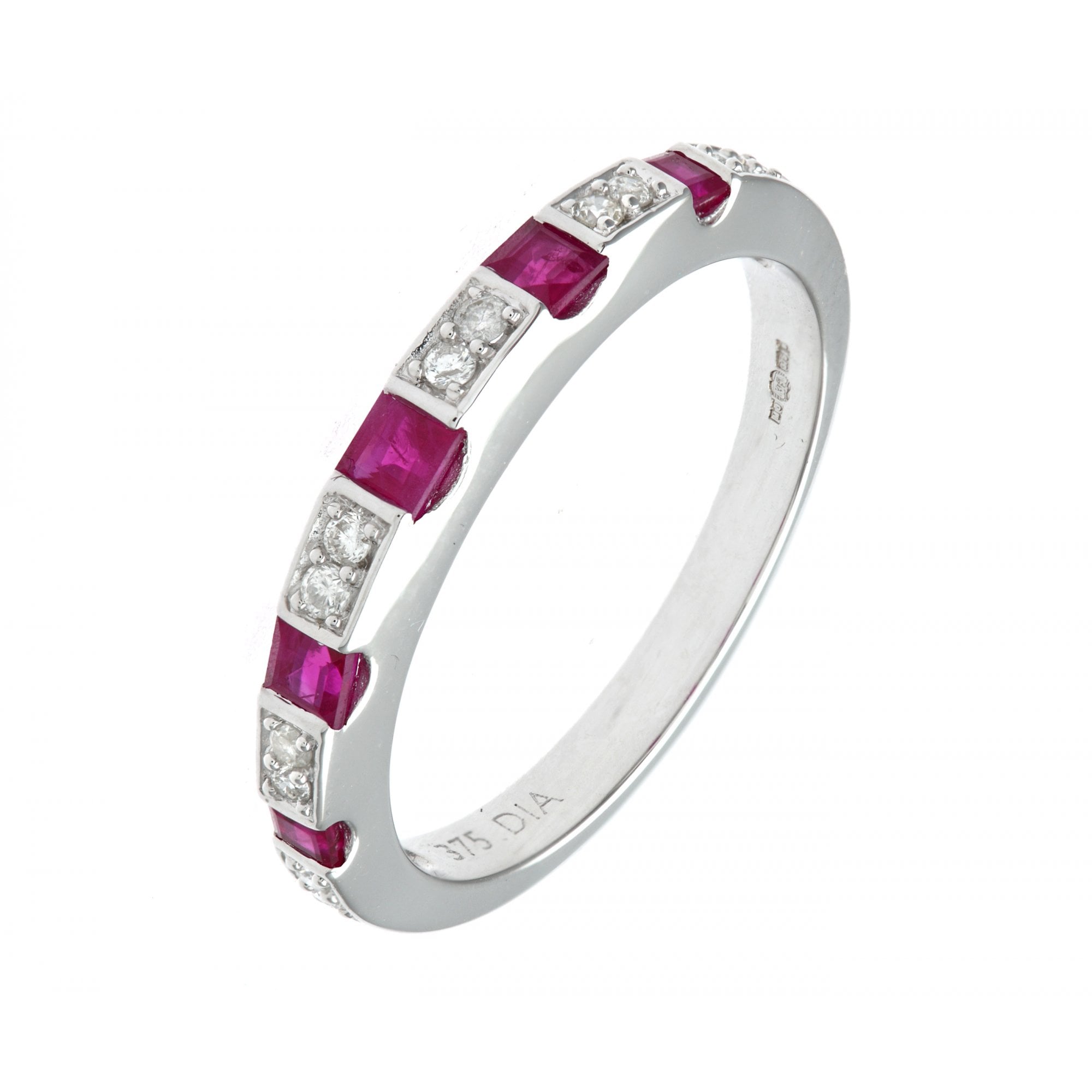 SPARKLD Ladies SPARKLD 9ct White Gold Diamond And Ruby Eternity Ring