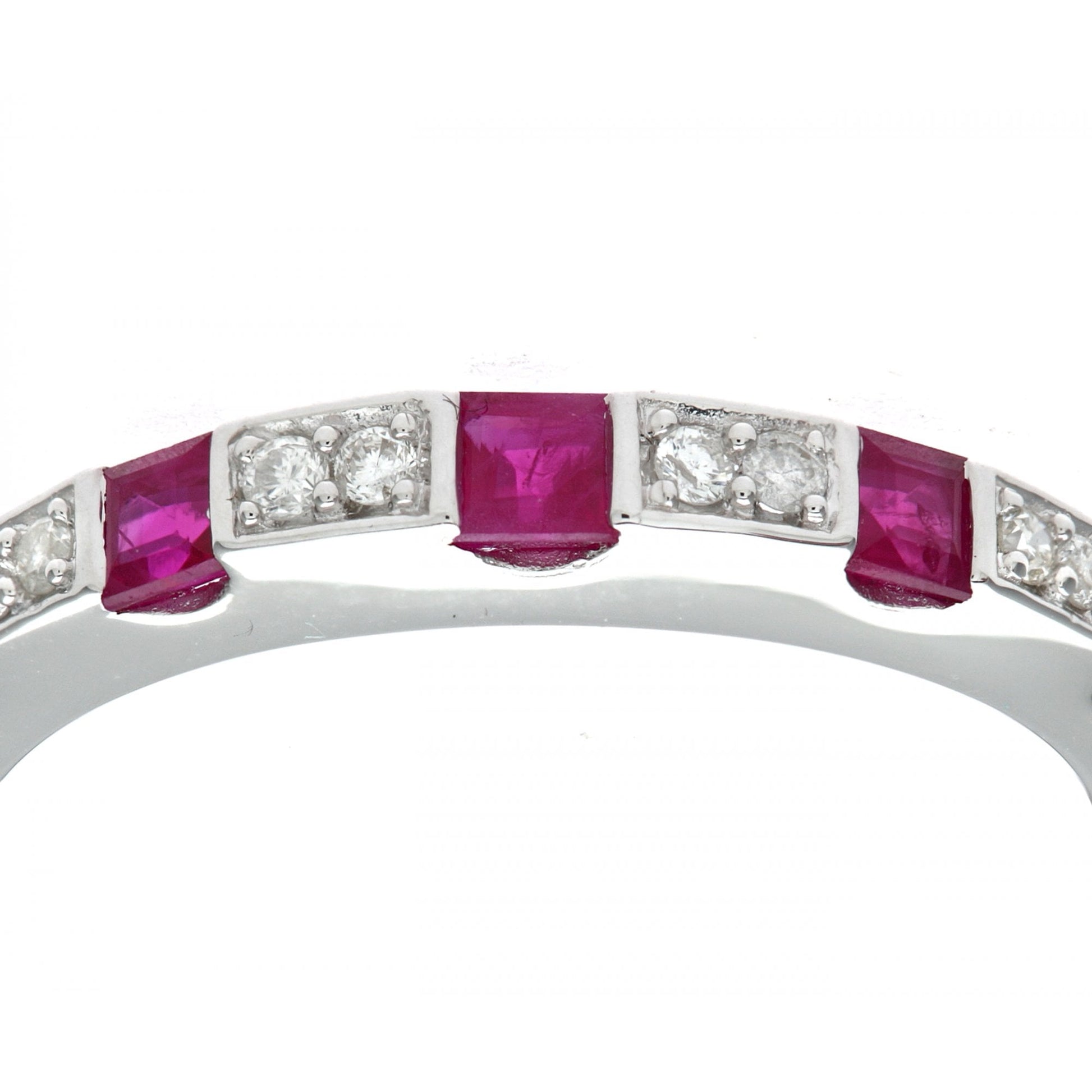 SPARKLD Ladies SPARKLD 9ct White Gold Diamond And Ruby Eternity Ring