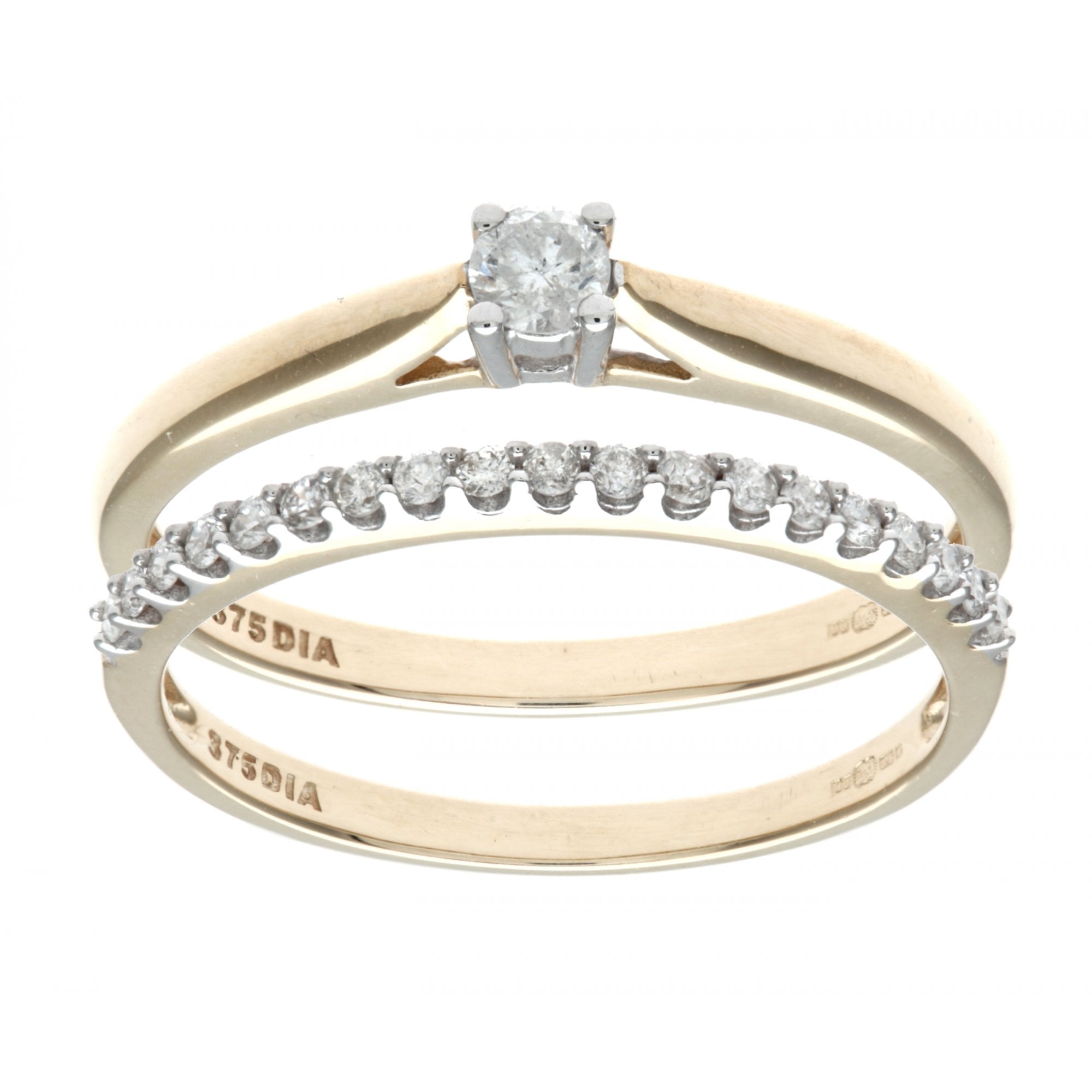 SPARKLD 9ct Yellow Gold 0.25ct Diamond Bridal Set Ring