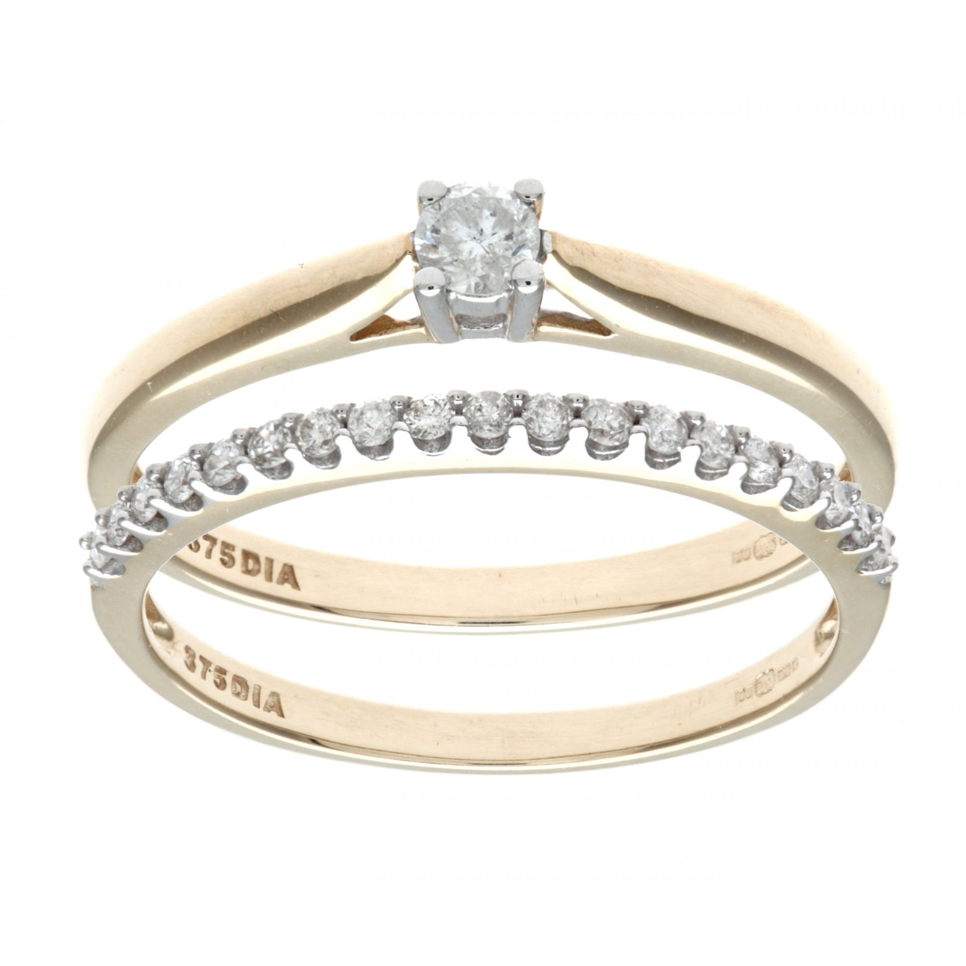 SPARKLD 9ct Yellow Gold 0.25ct Diamond Bridal Set Ring