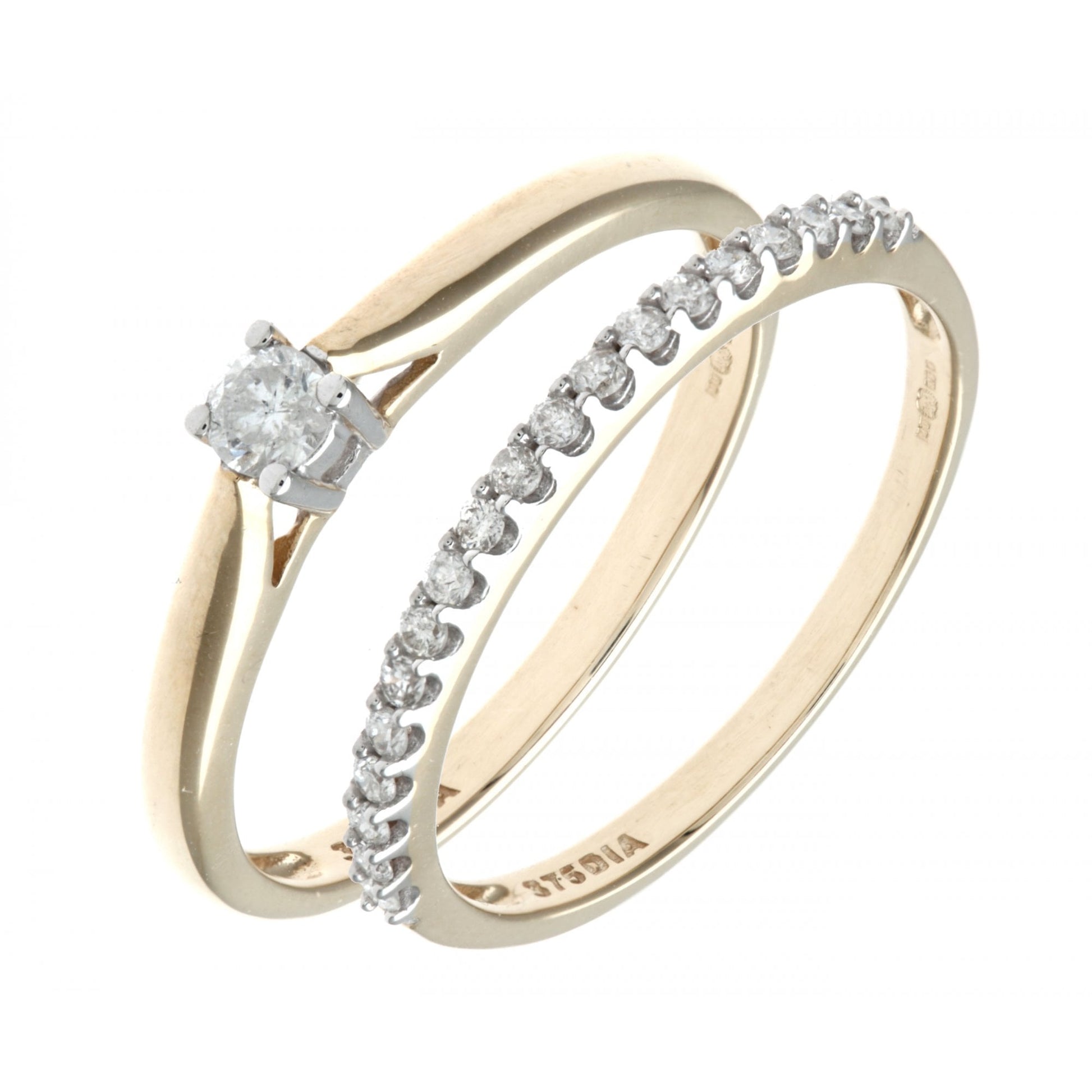 SPARKLD 9ct Yellow Gold 0.25ct Diamond Bridal Set Ring