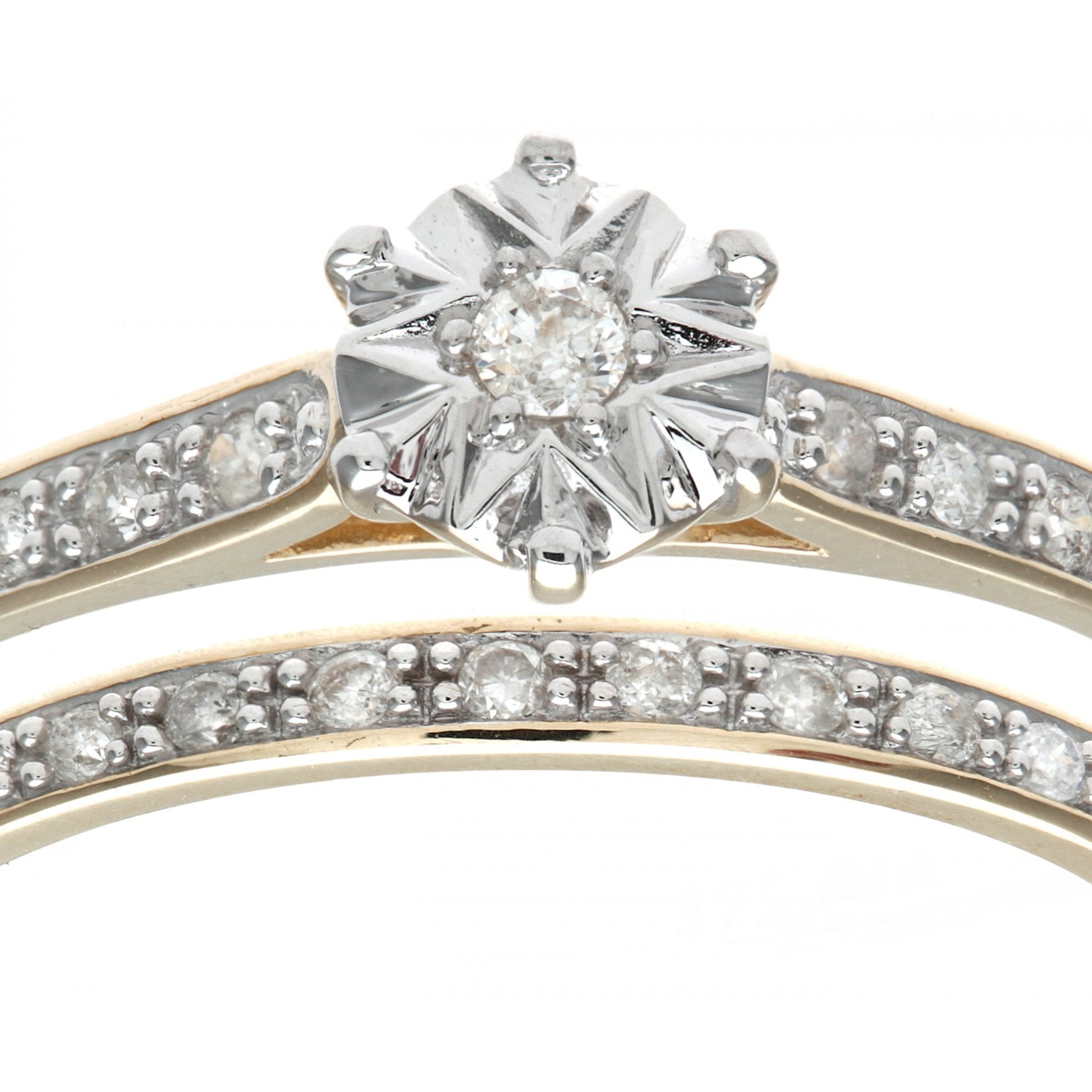 SPARKLD 9ct Yellow Gold 0.15ct Diamond Bridal Set Ring