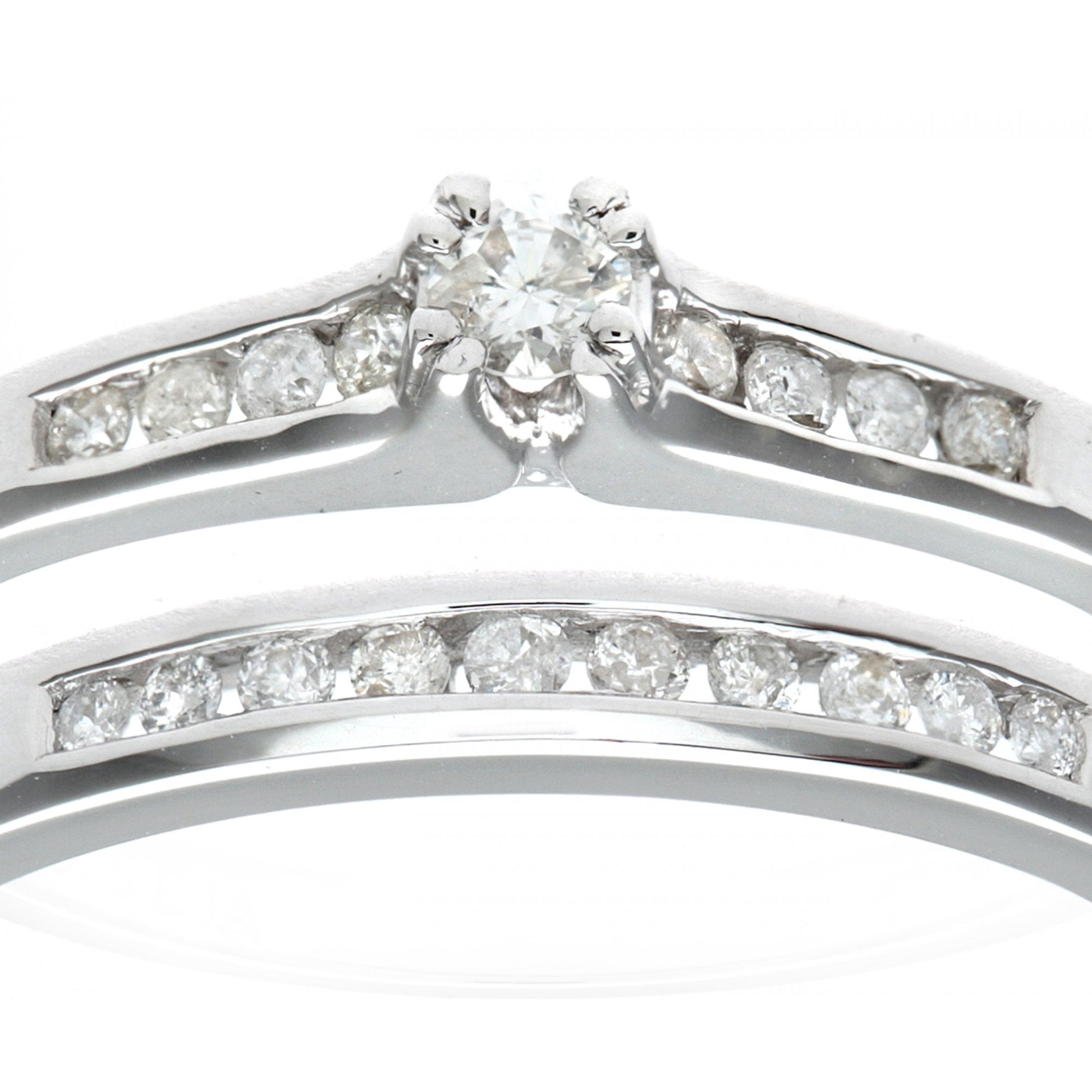 SPARKLD 9ct White Gold Channel Set 0.25ct Princess Cut Diamond Bridal Set Ring