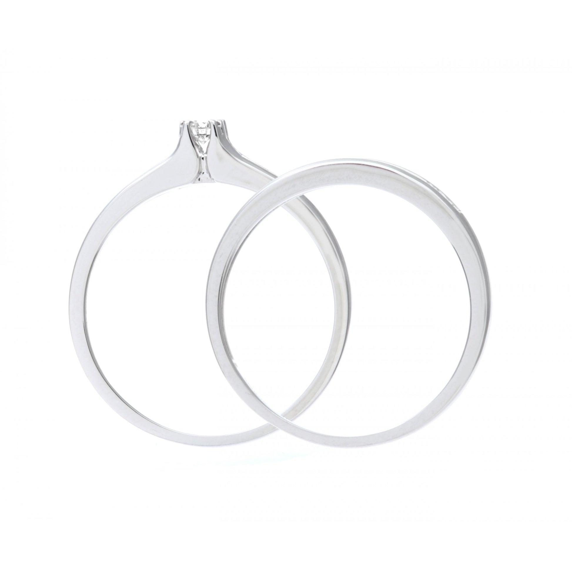 SPARKLD 9ct White Gold Channel Set 0.25ct Princess Cut Diamond Bridal Set Ring