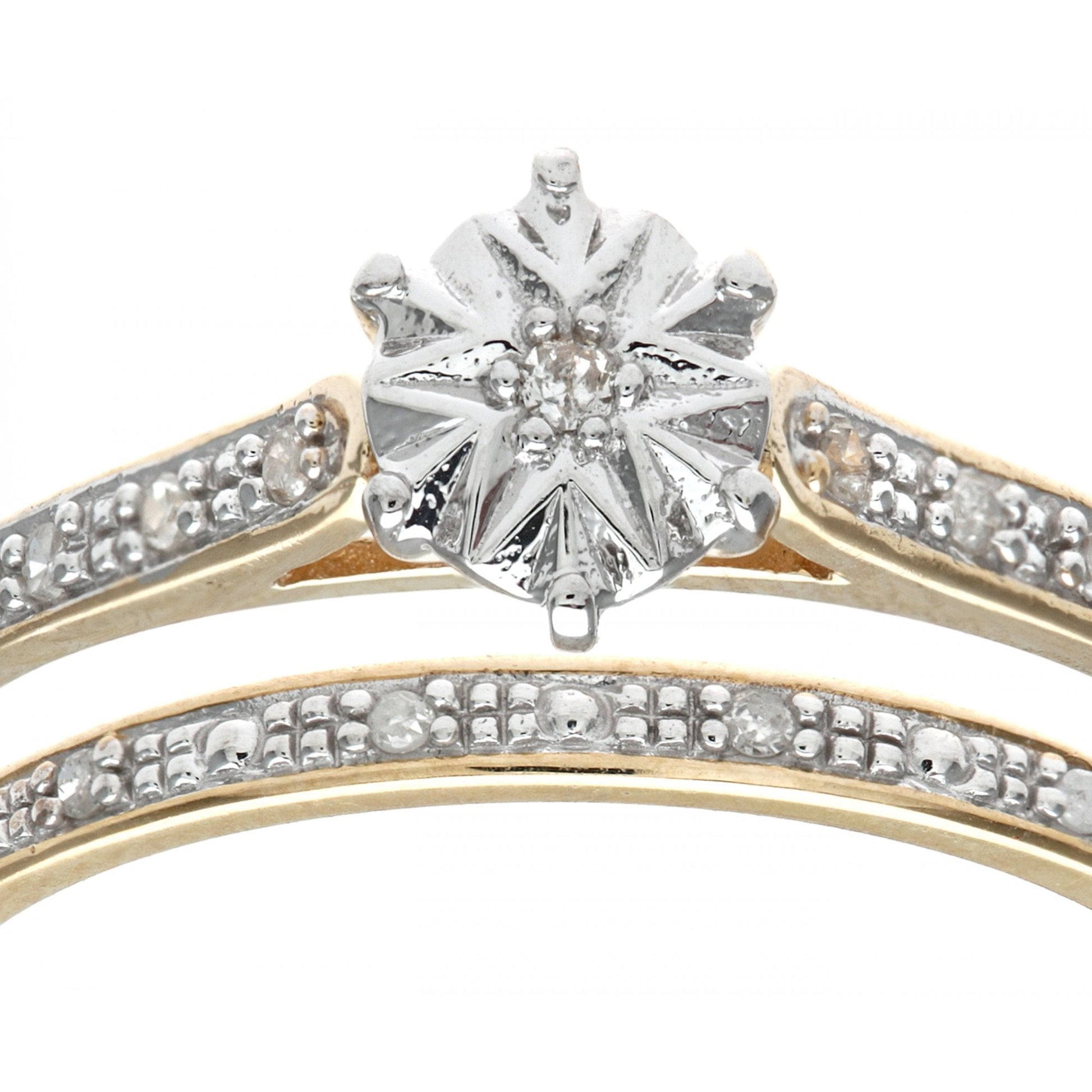 SPARKLD 9ct Yellow Gold 0.05ct Diamond Bridal Set Ring