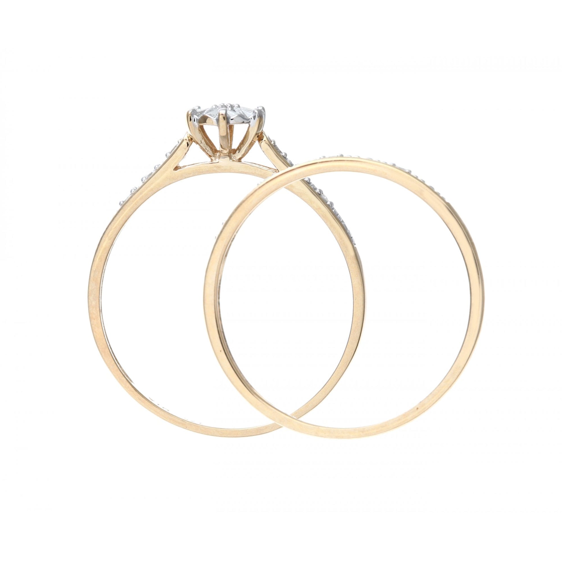 SPARKLD 9ct Yellow Gold 0.05ct Diamond Bridal Set Ring