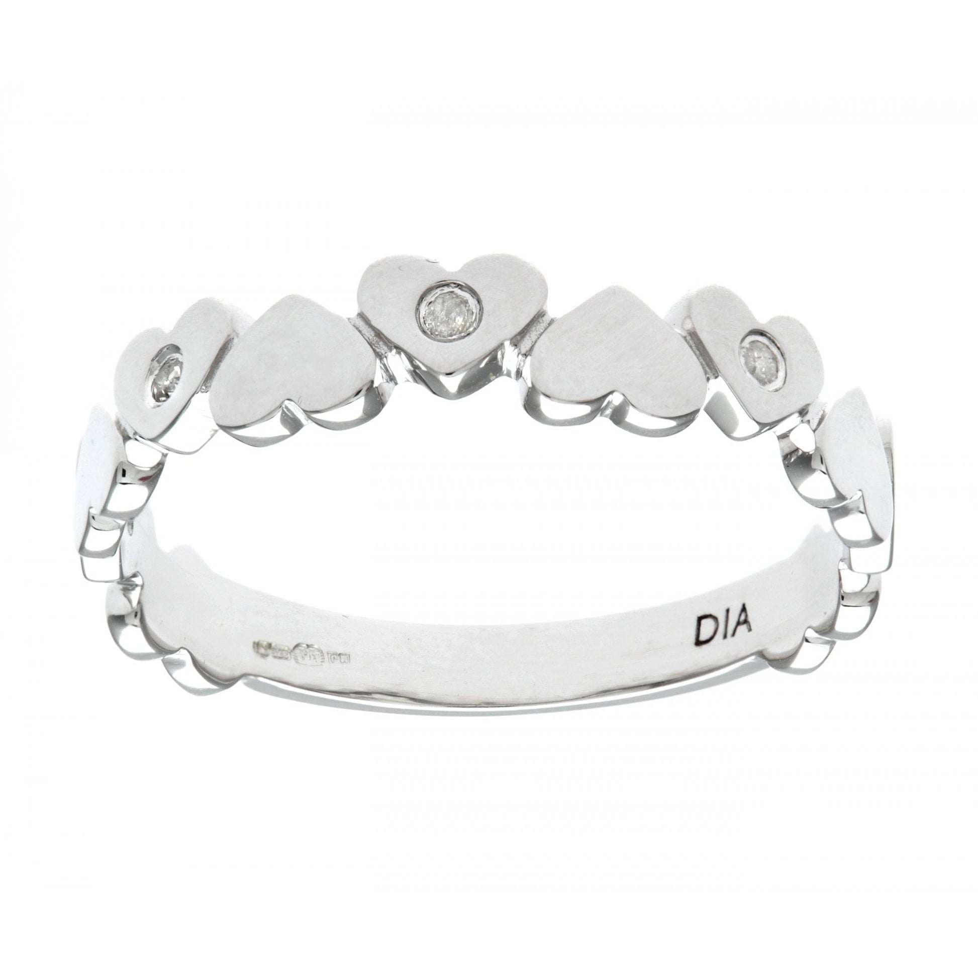 SPARKLD Ladies 9ct White Gold Diamond Hearts Ring