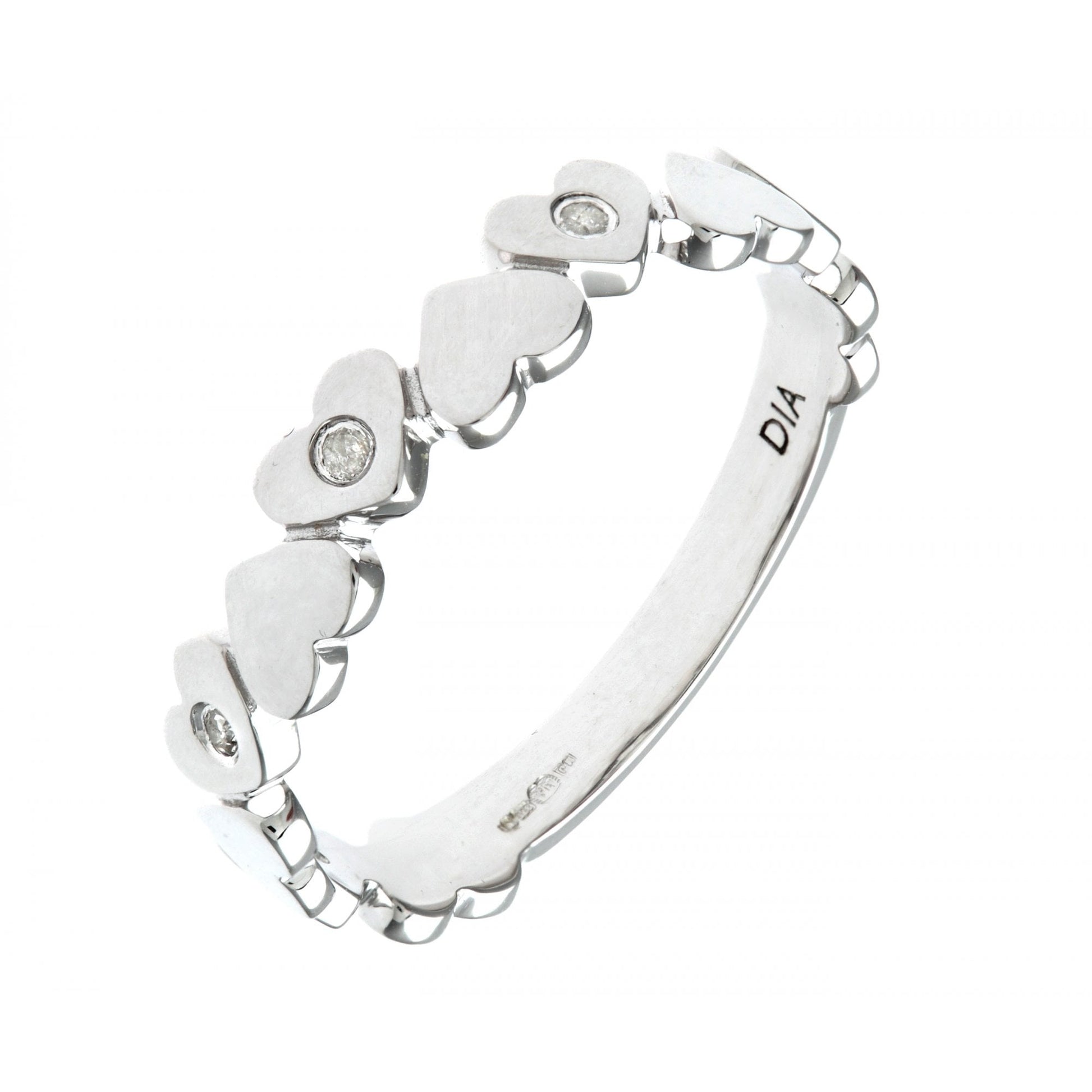 SPARKLD Ladies 9ct White Gold Diamond Hearts Ring
