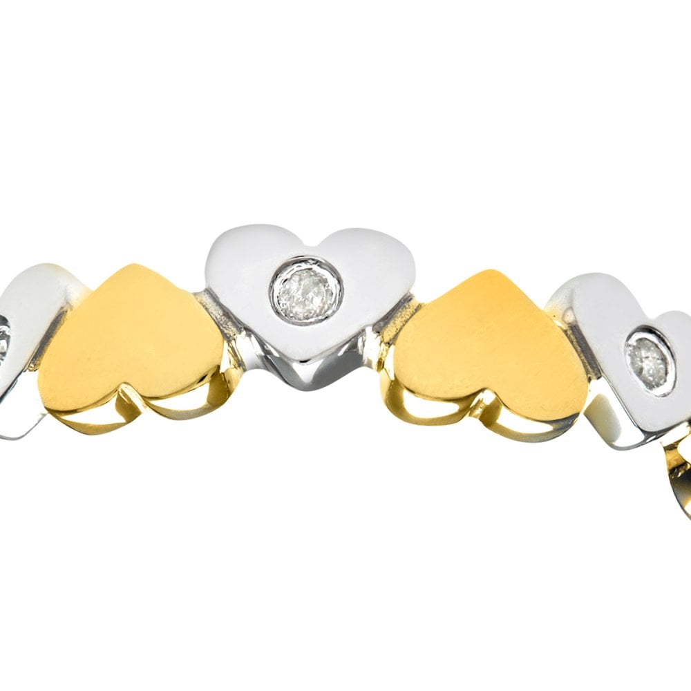 SPARKLD Ladies SPARKLD 9ct Yellow and White Gold Diamond Hearts Ring