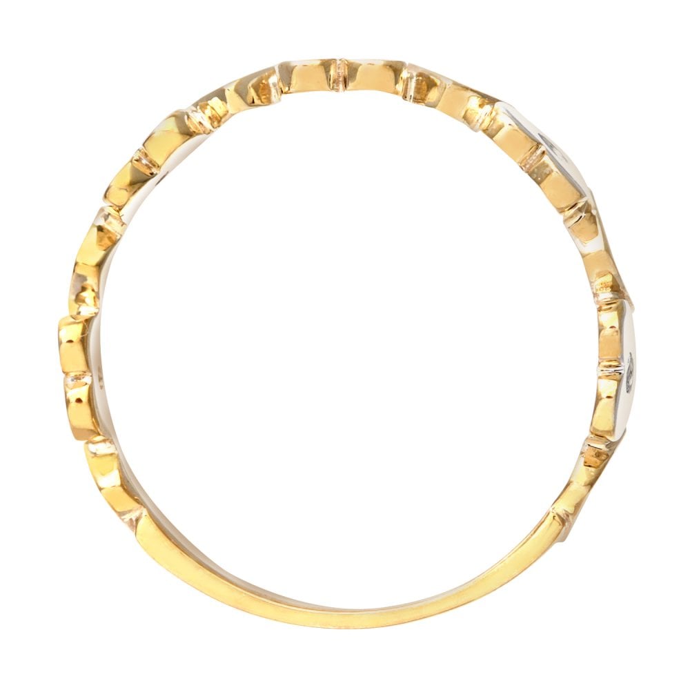 SPARKLD Ladies SPARKLD 9ct Yellow and White Gold Diamond Hearts Ring