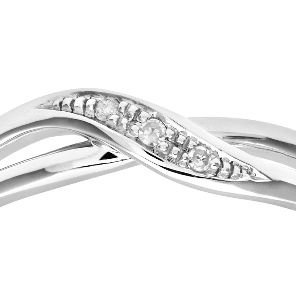 SPARKLD Ladies SPARKLD 9ct White Gold Diamond Crossover Ring