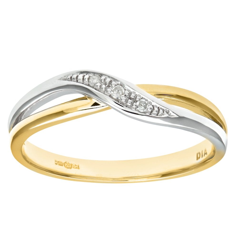 SPARKLD Ladies SPARKLD 9ct Yellow Gold Diamond Crossover Ring