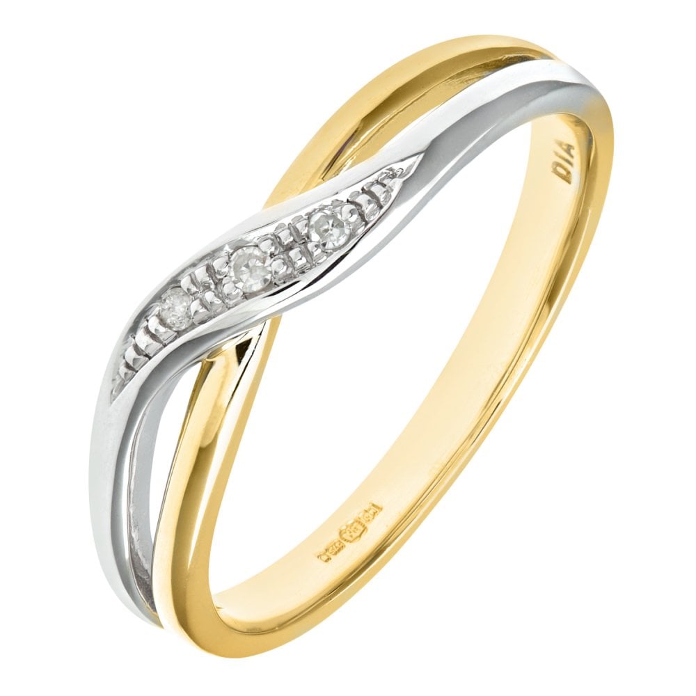 SPARKLD Ladies SPARKLD 9ct Yellow Gold Diamond Crossover Ring