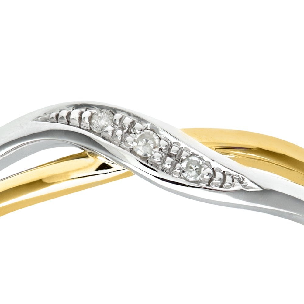 SPARKLD Ladies SPARKLD 9ct Yellow Gold Diamond Crossover Ring