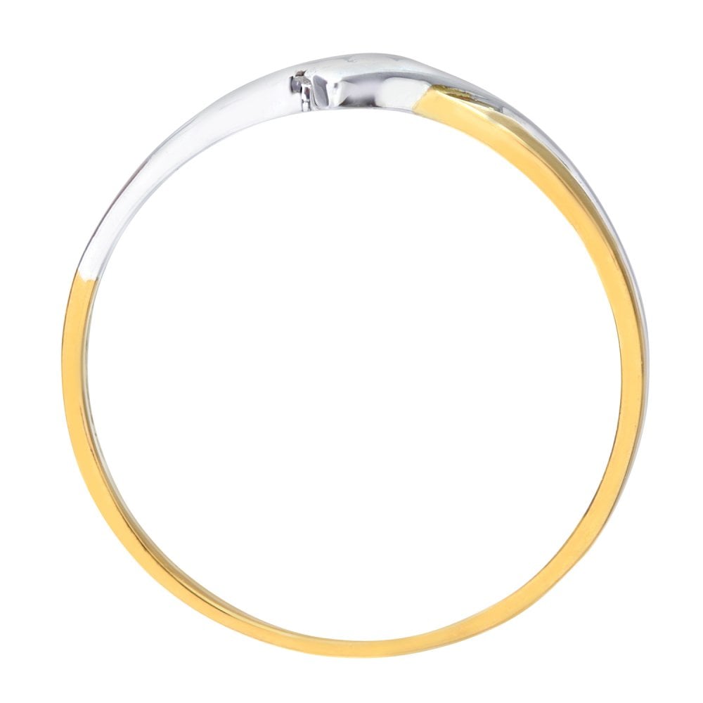 SPARKLD Ladies SPARKLD 9ct Yellow And White Gold Diamond Crossover Ring