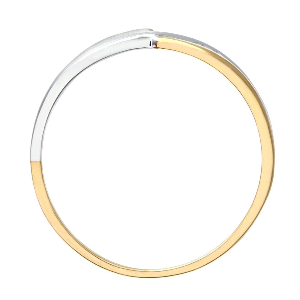 SPARKLD 9ct Yellow and White Gold Diamond Ring In Crossover Design