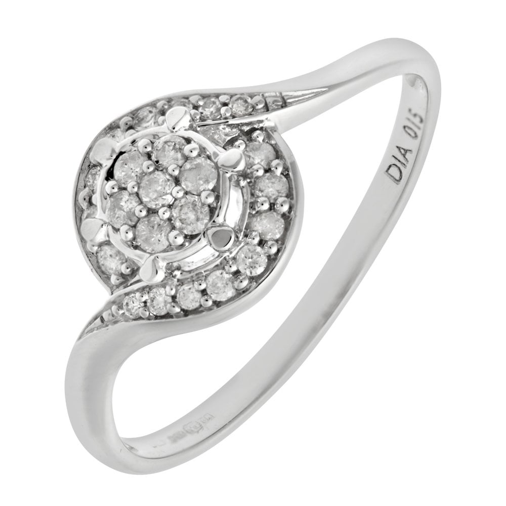 SPARKLD Ladies 9ct White Gold 15pts Diamond Fancy Cluster Ring