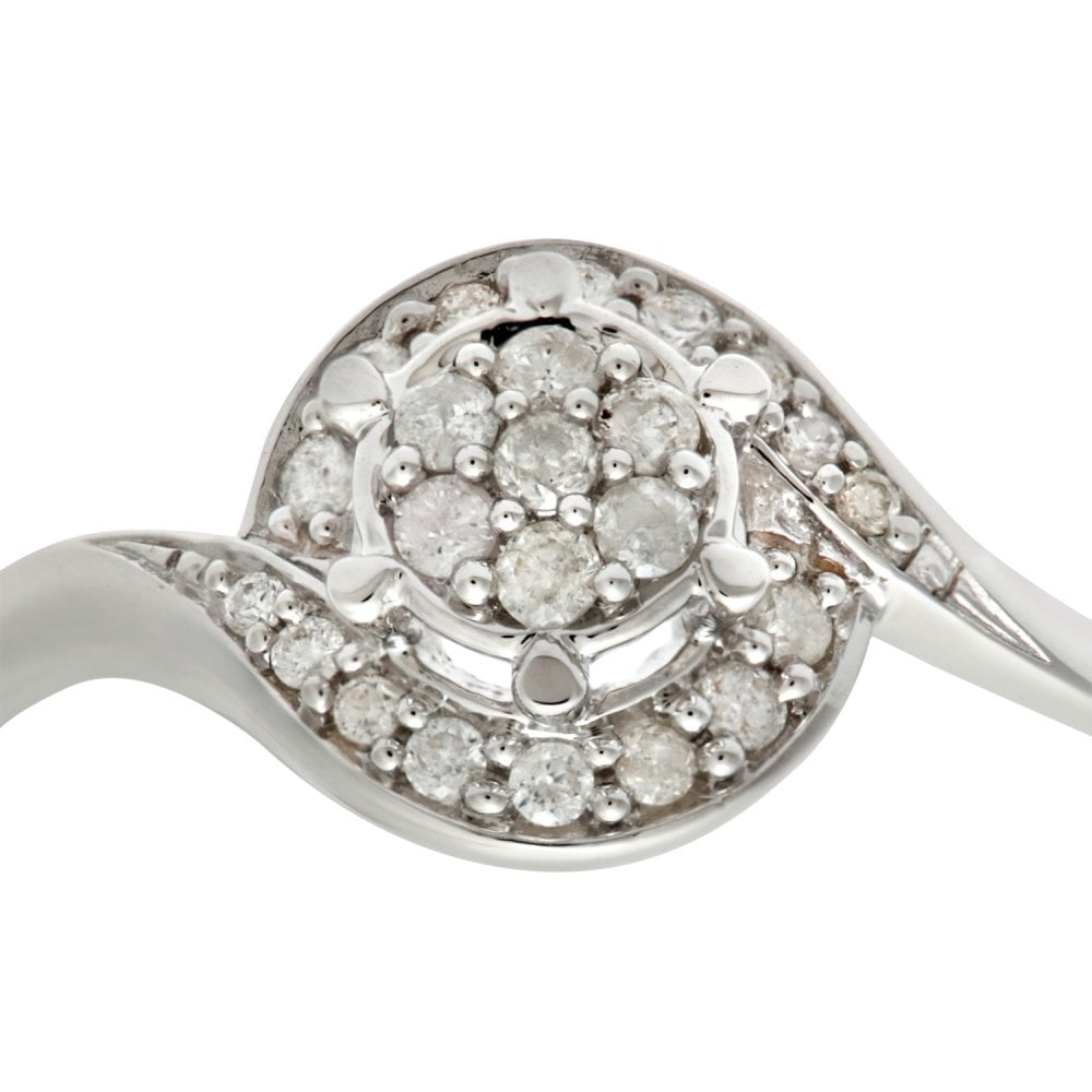 SPARKLD Ladies 9ct White Gold 15pts Diamond Fancy Cluster Ring