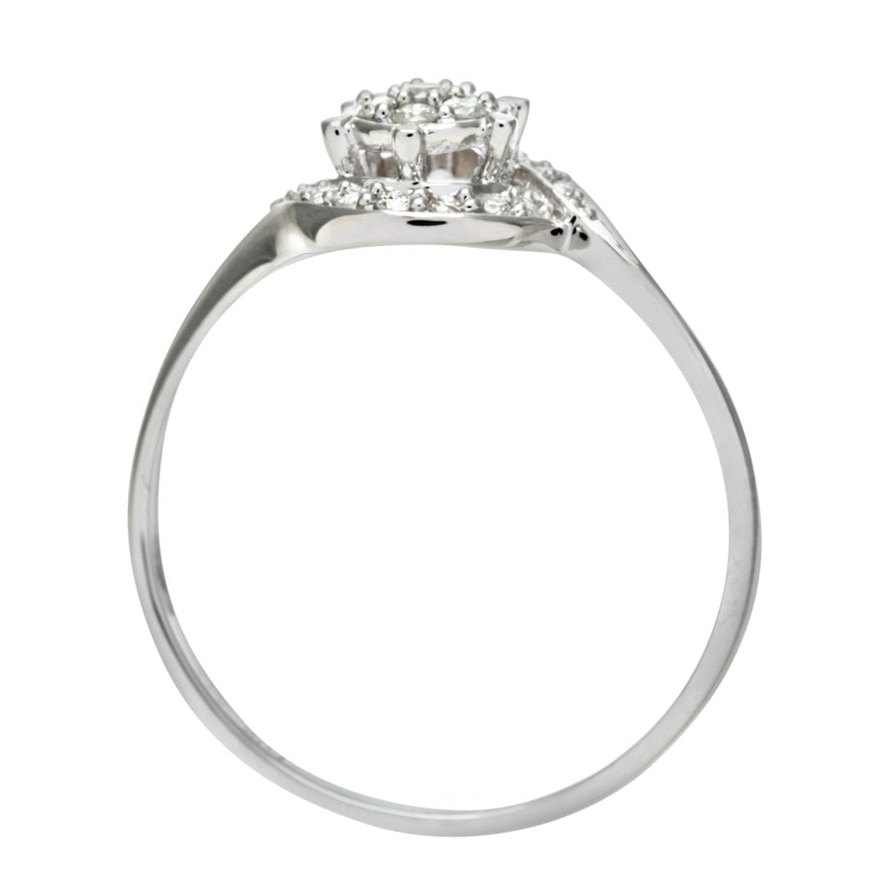 SPARKLD Ladies 9ct White Gold 15pts Diamond Fancy Cluster Ring