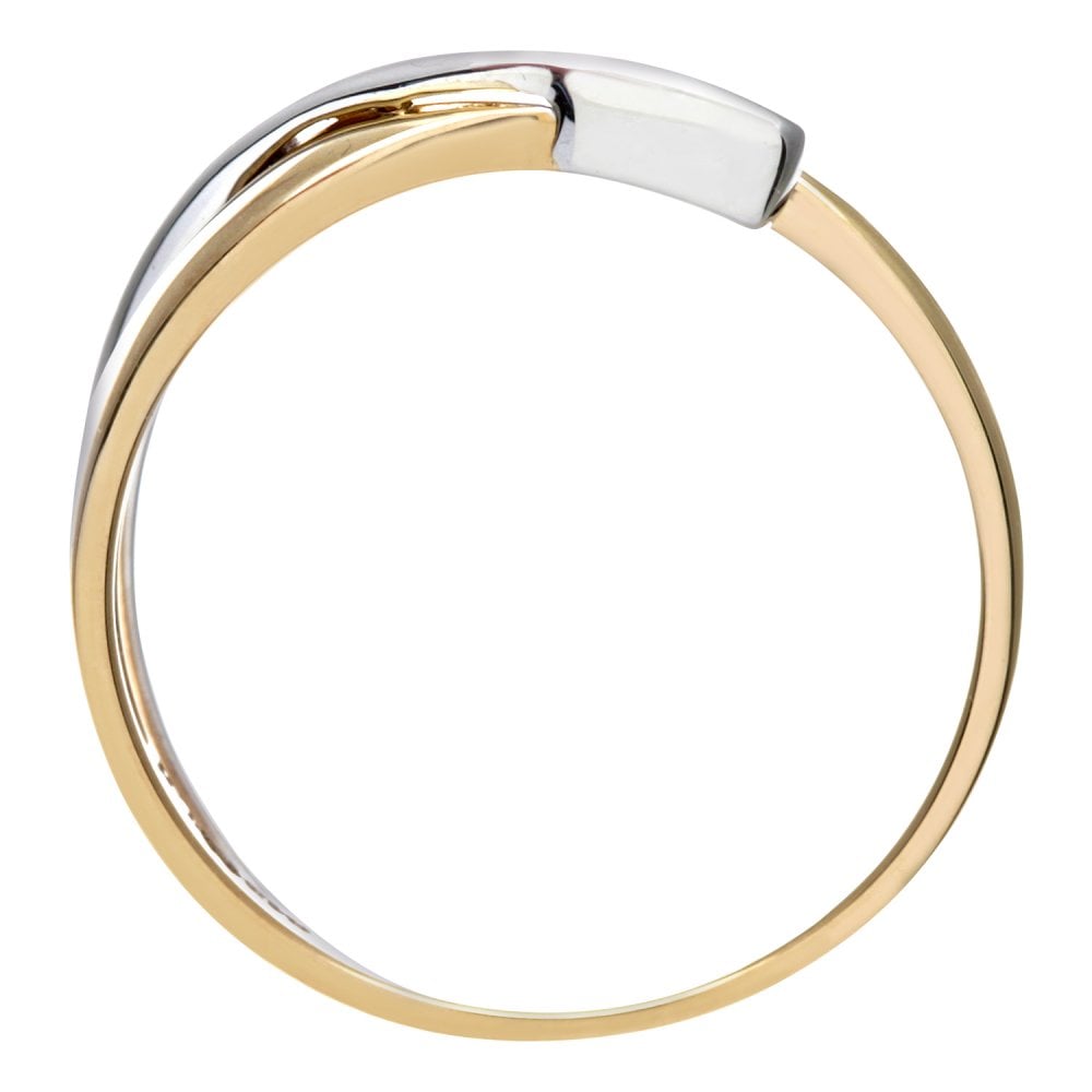 SPARKLD 9ct Yellow And White Gold Diamond Ring In Crossover Design