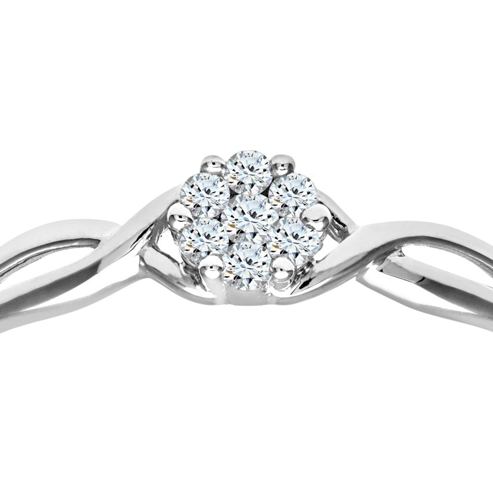 SPARKLD Ladies SPARKLD 9ct White Gold 10pts Diamond Fancy Cluster Ring