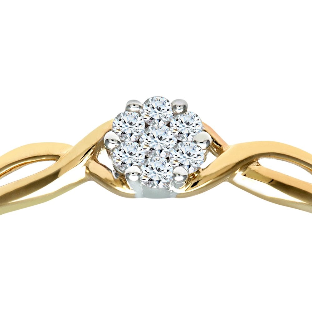 SPARKLD Ladies SPARKLD 9ct Yellow Gold 10pts Diamond Fancy Cluster Ring