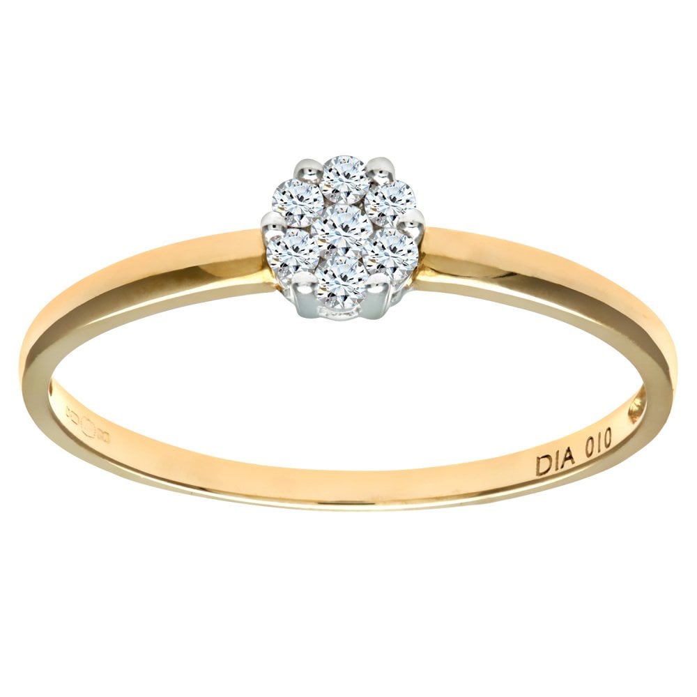 SPARKLD Ladies SPARKLD 9ct Yellow Gold 10pts Diamond Cluster Ring