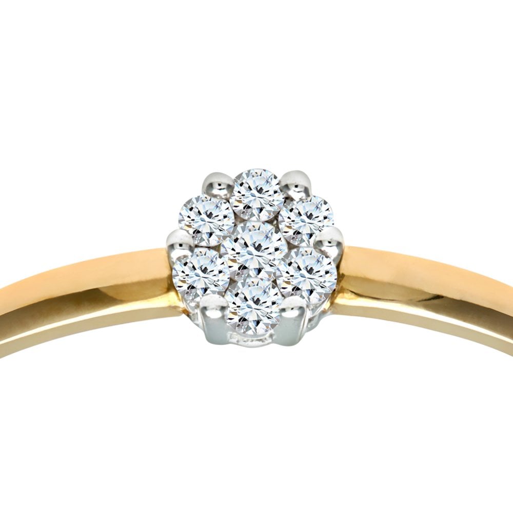 SPARKLD Ladies SPARKLD 9ct Yellow Gold 10pts Diamond Cluster Ring