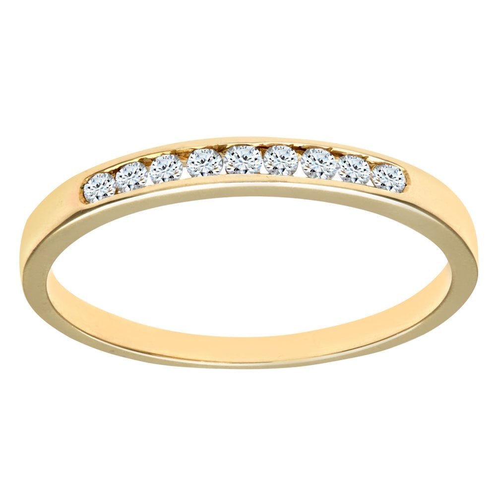 SPARKLD Ladies 9ct Yellow Gold Channel Set Diamond Eternity Ring
