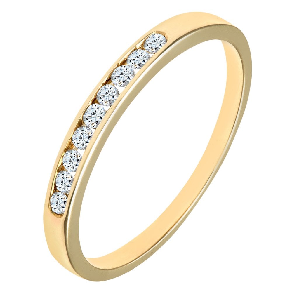 SPARKLD Ladies 9ct Yellow Gold Channel Set Diamond Eternity Ring