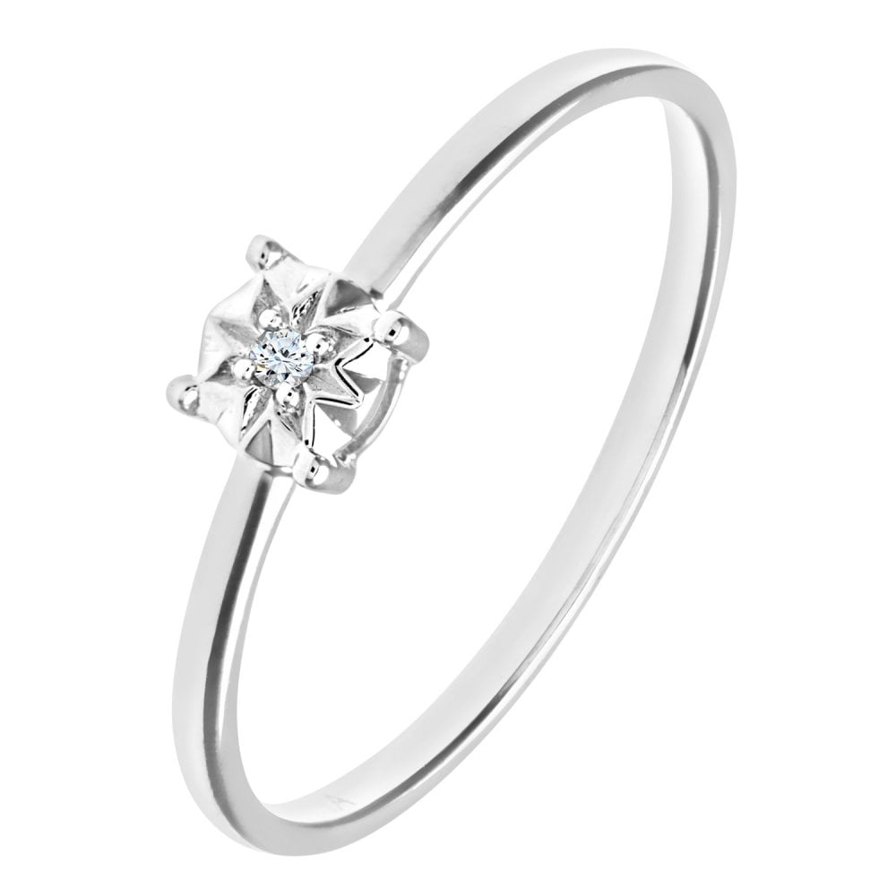 SPARKLD 9ct White Gold Solitare Diamond Ring