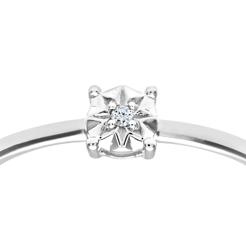 SPARKLD 9ct White Gold Solitare Diamond Ring