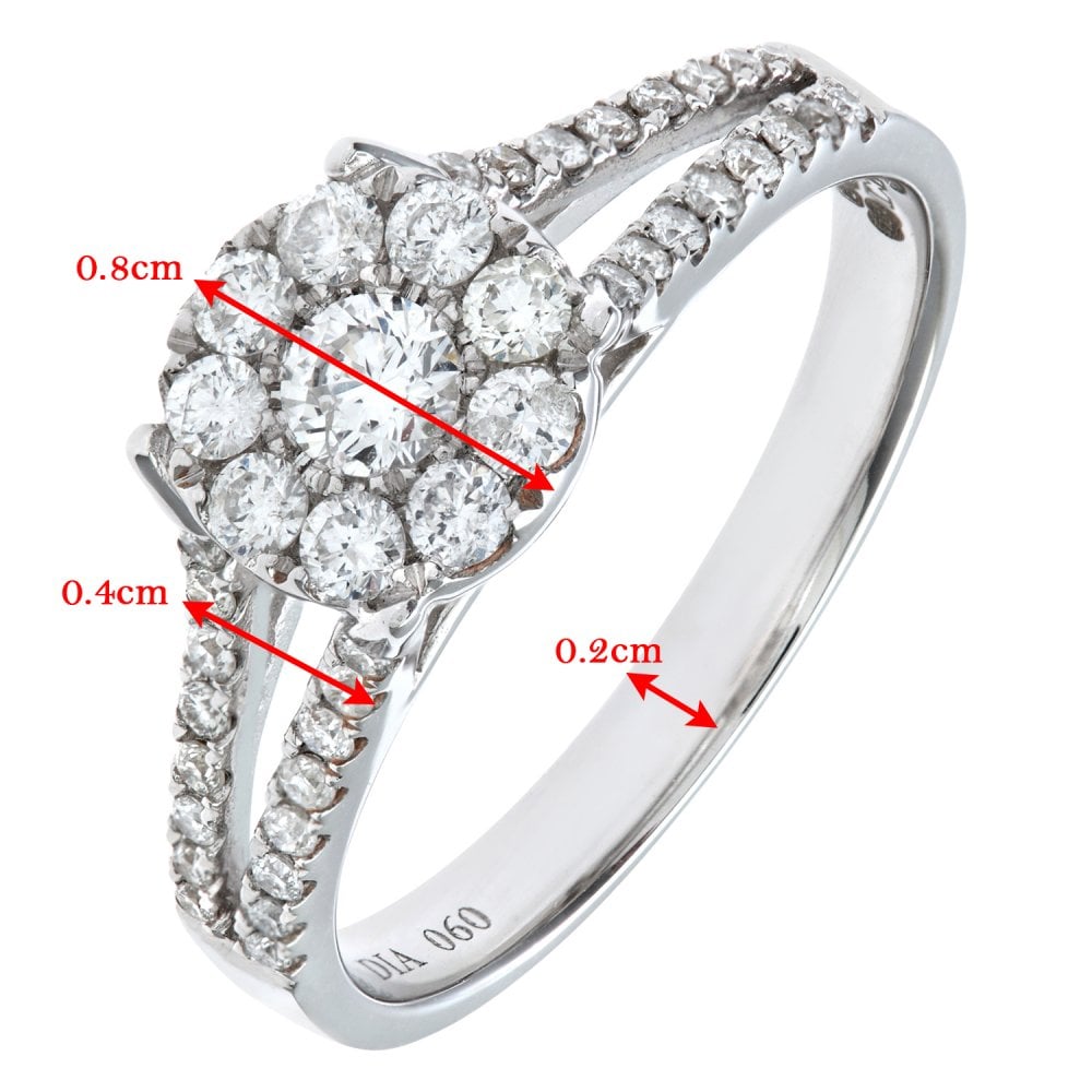 SPARKLD Round Brilliant 0.60ct I/I1 Diamond 18ct White Gold Engagement Ring