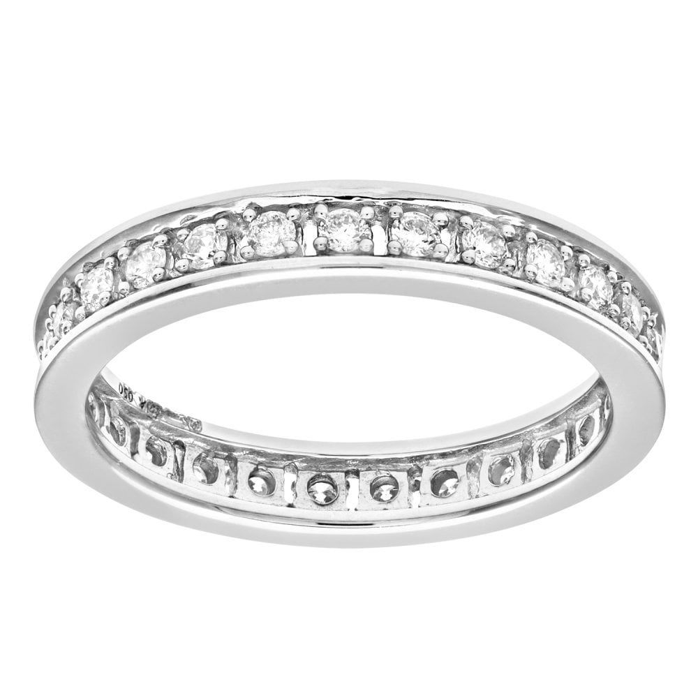 SPARKLD 18ct White Gold Half Carat Diamond Full Eternity Ring