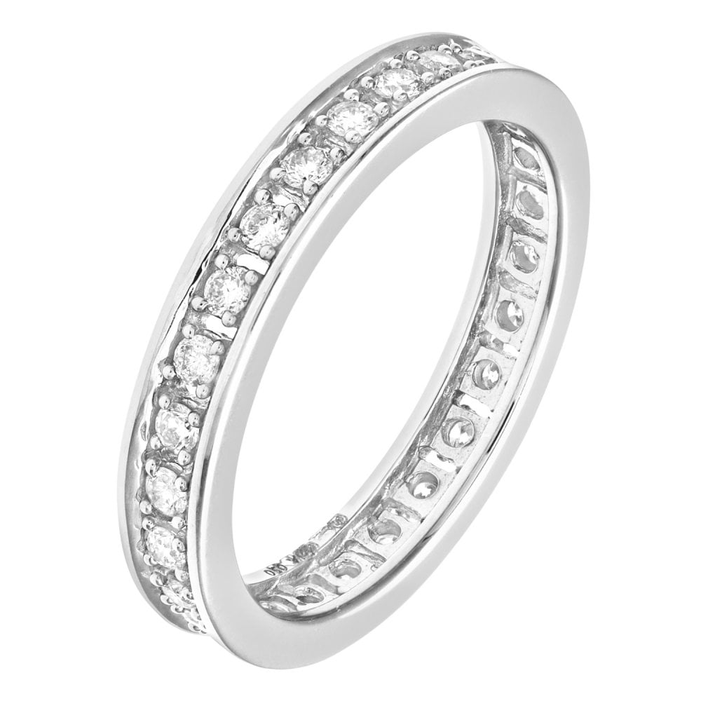 SPARKLD 18ct White Gold Half Carat Diamond Full Eternity Ring