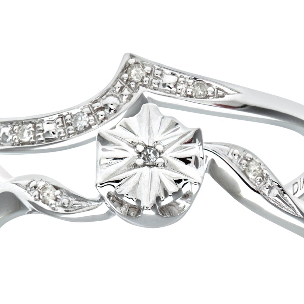 SPARKLD 9ct White Gold 0.16ct Diamond Bridal Set Ring