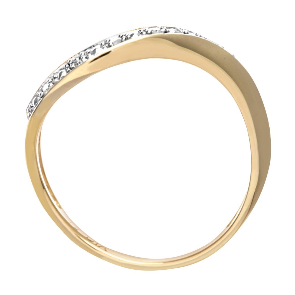 SPARKLD 9ct Yellow Gold Pave Set Diamond Wave Half Eternity Ring