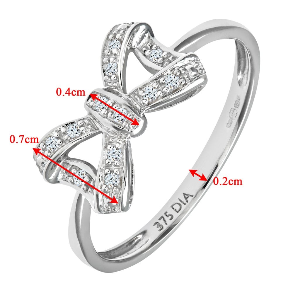SPARKLD 9 ct White Gold Diamond Bow Ring