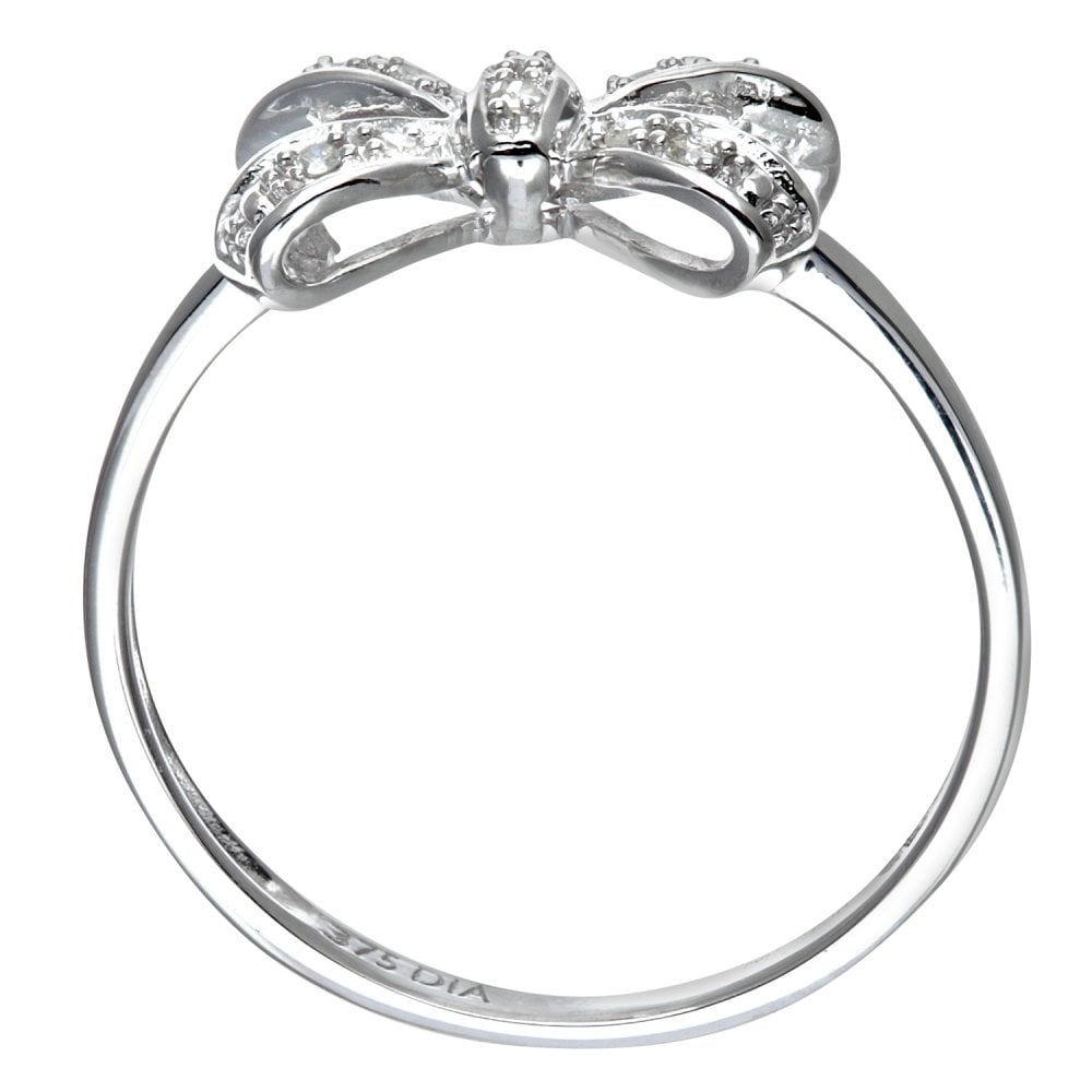 SPARKLD 9 ct White Gold Diamond Bow Ring