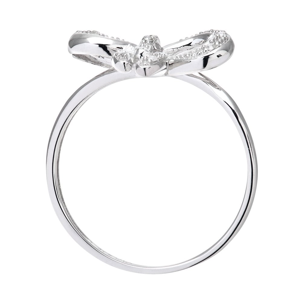 SPARKLD 9ct White Gold 0.05ct Diamond Bow Ring