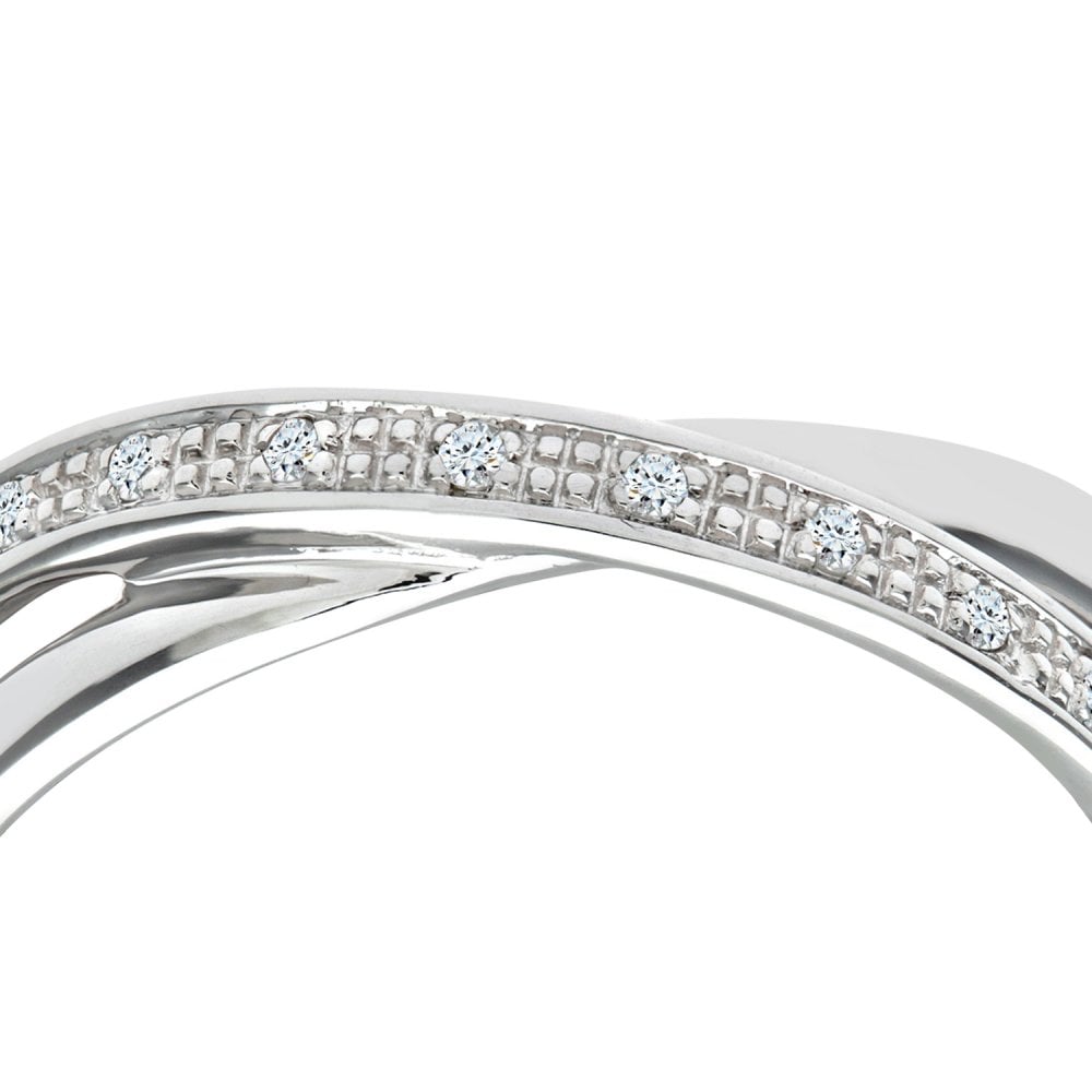 SPARKLD 9ct White Gold Diamond Crossover Ring